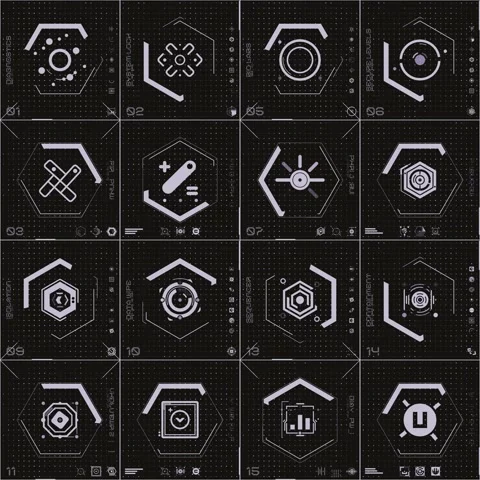 Stylish Dark Grey 16 Grid Icon Panel 01 Video stock 294040264