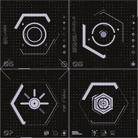 Stylish Dark Grey 4 Grid Icon Panel 02 Stock Footage 294040247