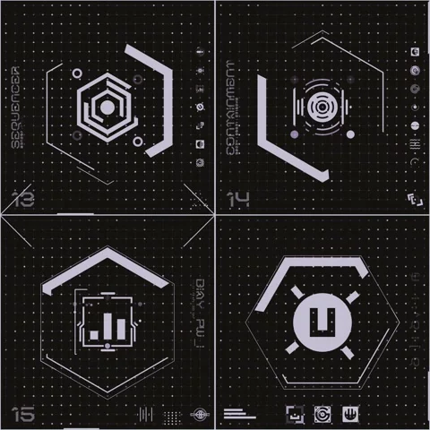 Stylish Dark Grey 4 Grid Icon Panel 04 Stock Footage 294040251