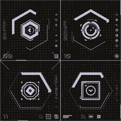 Stylish Dark Grey 4 Grid Icon Panel 03 Stock Footage 294040257