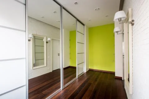 Stylish design of the corridor with mirrors Stock Photos