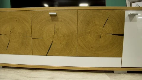 Stylish designer TV stand. Array of wood. Durable handles and furniture hinges Vidéo 127613722