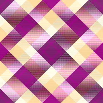 A stylish diagonal plaid seamless pattern in rich purple and creamy beige ton Stock Illustration