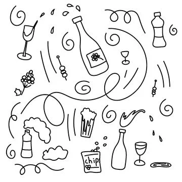 A stylish doodle of different alcoholic drinks Illustrazione stock
