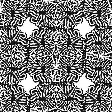Stylish doodle seamless pattern with splash pattern black on white background Stock Illustration