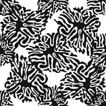Stylish doodle seamless pattern with splash pattern black on white background Stock Illustration