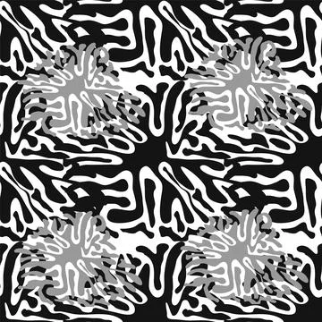 Stylish doodle seamless pattern with splash pattern black on white background Stock Illustration