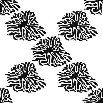Stylish doodle seamless pattern with splash pattern black on white background Stock Illustration