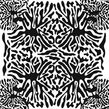 Stylish doodle seamless pattern with splash pattern black on white background Stock Illustration