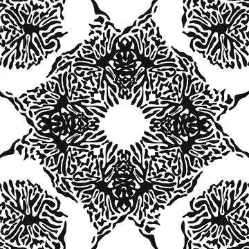 Stylish doodle seamless pattern with splash pattern black on white background Stock Illustration