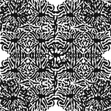Stylish doodle seamless pattern with splash pattern black on white background Stock Illustration