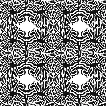 Stylish doodle seamless pattern with splash pattern black on white background Stock Illustration