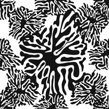 Stylish doodle seamless pattern with splash pattern black on white background Stock Illustration