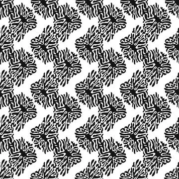 Stylish doodle seamless pattern with splash pattern black on white background Stock Illustration
