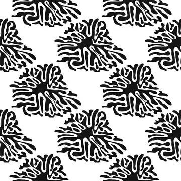 Stylish doodle seamless pattern with splash pattern black on white background Stock Illustration