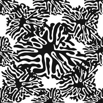 Stylish doodle seamless pattern with splash pattern black on white background Stock Illustration