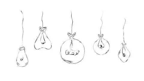 Stylish drawn balloons. Stock Illustration