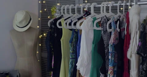 Stylish dressing room with makeup cosmetics Stock Footage 145851004