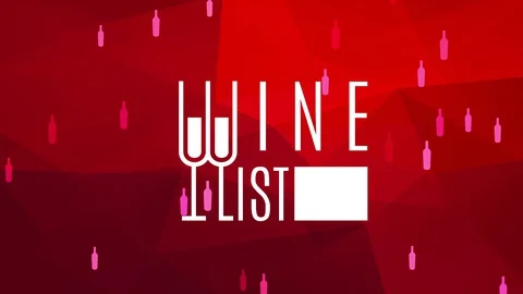 Stylish drinks with two long glasses of wine cleverly drawn towards create font Stock Footage 129540507