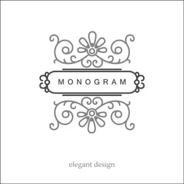 Stylish elegant monogram, mono line art design logo Stock Illustration