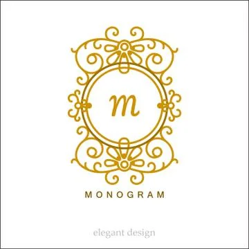 Stylish elegant monogram, mono line art design logo Stock Illustration