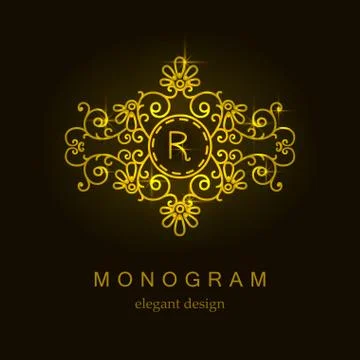 Stylish elegant monogram, mono line art design logo Stock Illustration