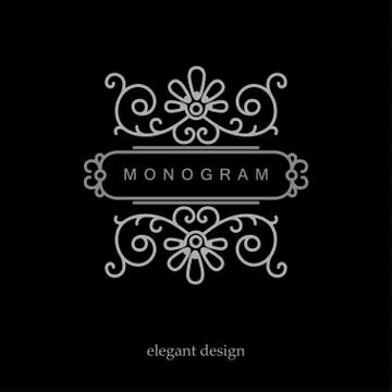 Stylish elegant monogram, mono line art design logo Stock Illustration