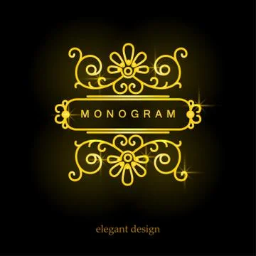 Stylish elegant monogram, mono line art design logo Illustrazione stock