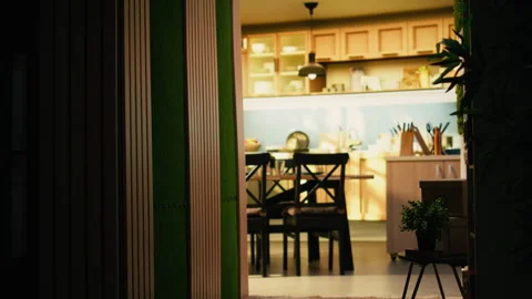Stylish empty hallway in a modern loft apartment with cozy warm interior Stock Footage 333553400