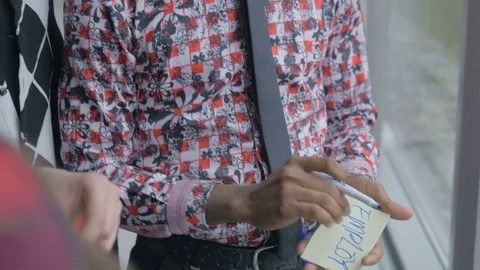 Stylish entrepreneurs sharing ideas using sticky notes Stock Footage 73854048