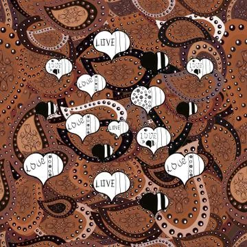 Stylish fabric pattern. Seamless Doodles white, gray and brown on colors. Vector イラスト素材