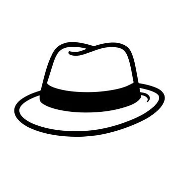 Stylish fedora hat icon in bold, clean vector line art Stock Illustration