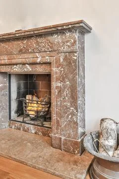 Stylish fireplace design Stock Photos