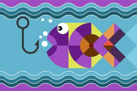 Stylish fish for patterns. Illustrazione stock