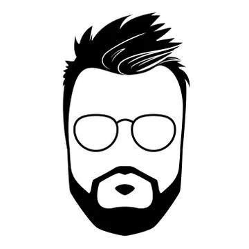 Stylish flat icon with man beard face with glasses silhouette. Hipster style Stock Illustration