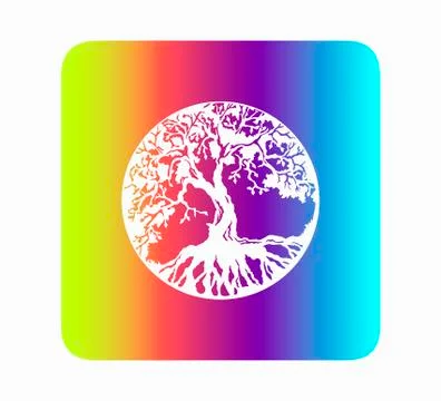 Stylish flat vector illustration neon tree of life design Stock Illustration