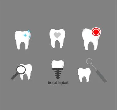 Stylish flat vector logo dental clinic vector collection Stock Illustration