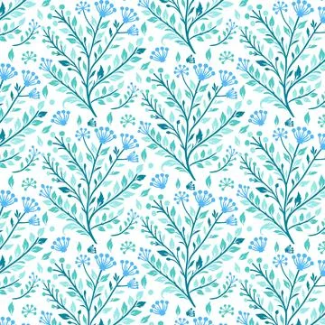 Stylish flower pattern with artistic botanical textures Stock Illustration