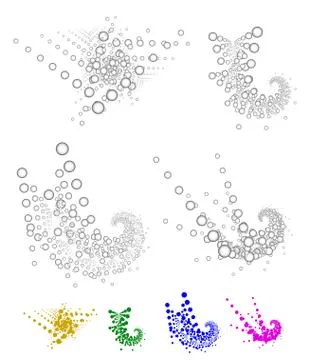Stylish fractal like elements. Abstract, random dots, circles. vectors. Illustrazione stock