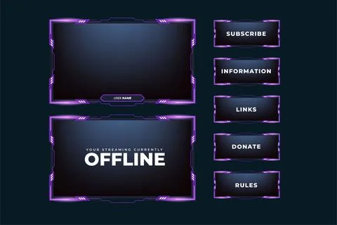 Stylish gamer screen interface decoration with purple color abstract shapes.  Illustrazione stock