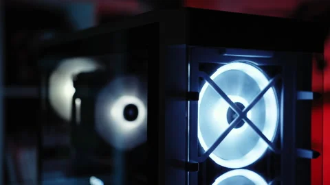 Stylish Gaming Computer in Dark Environment Stock Footage 243904481