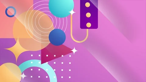 Stylish geometric pattern blending dynamic shapes and bold colors on pink Stock Footage 295907258