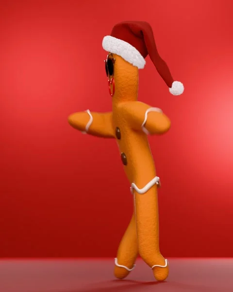 Stylish gingerbread man on red background Stock Footage 293504744