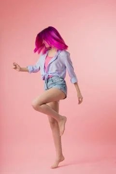 Stylish girl running in the studio Stock Photos