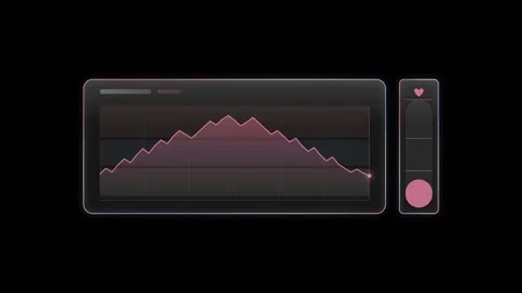 Stylish Glass User Interface Displaying Heart Rate Metrics with Dynamic Color Zo Stock Footage 341329548
