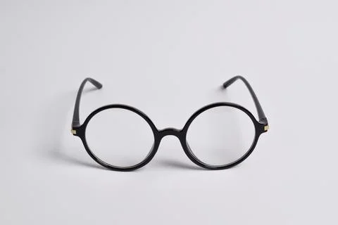 Stylish glasses with round black frames Foto stock