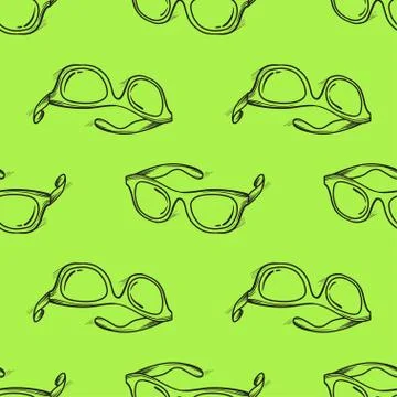 Stylish glasses seamless pattern sweet cake vector hand drawn illustration Stock Illustration