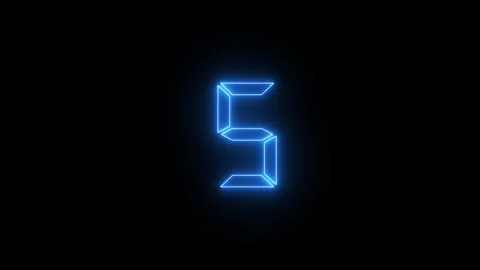 Stylish Glowing Neon Five Digital Art Display Stock Footage 331567156
