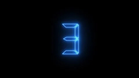 Stylish Glowing Neon Number Three Design Stock Footage 331567131