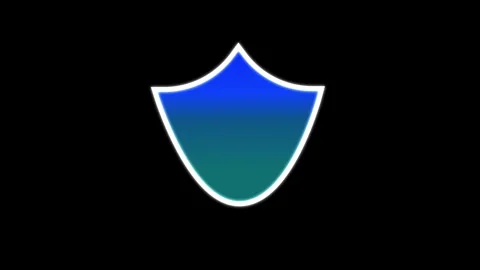 Stylish gradient blue and teal shield with white outline on dark background.. Stock Footage 321585969
